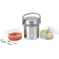 Double Stainless Steel Lunch Box w/ 2 Containers